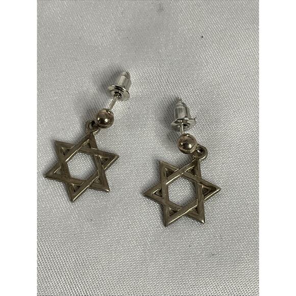 VTG VINTAGE STAR OF DAVID STERLING SILVER PREMIER DESIGNS EARRINGS - Picture 1 of 5